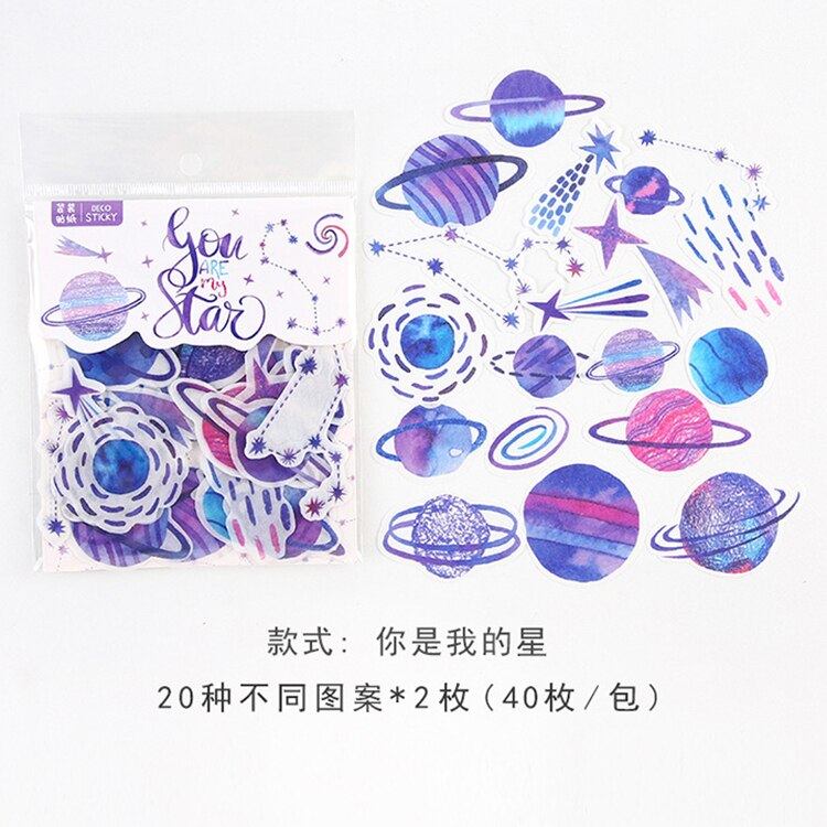 Mohamm-papier décoratif Mini fleur et chat pour Scrapbooking sur Journal, autocollants calendrier spatial mignons, papeterie à paillettes: W