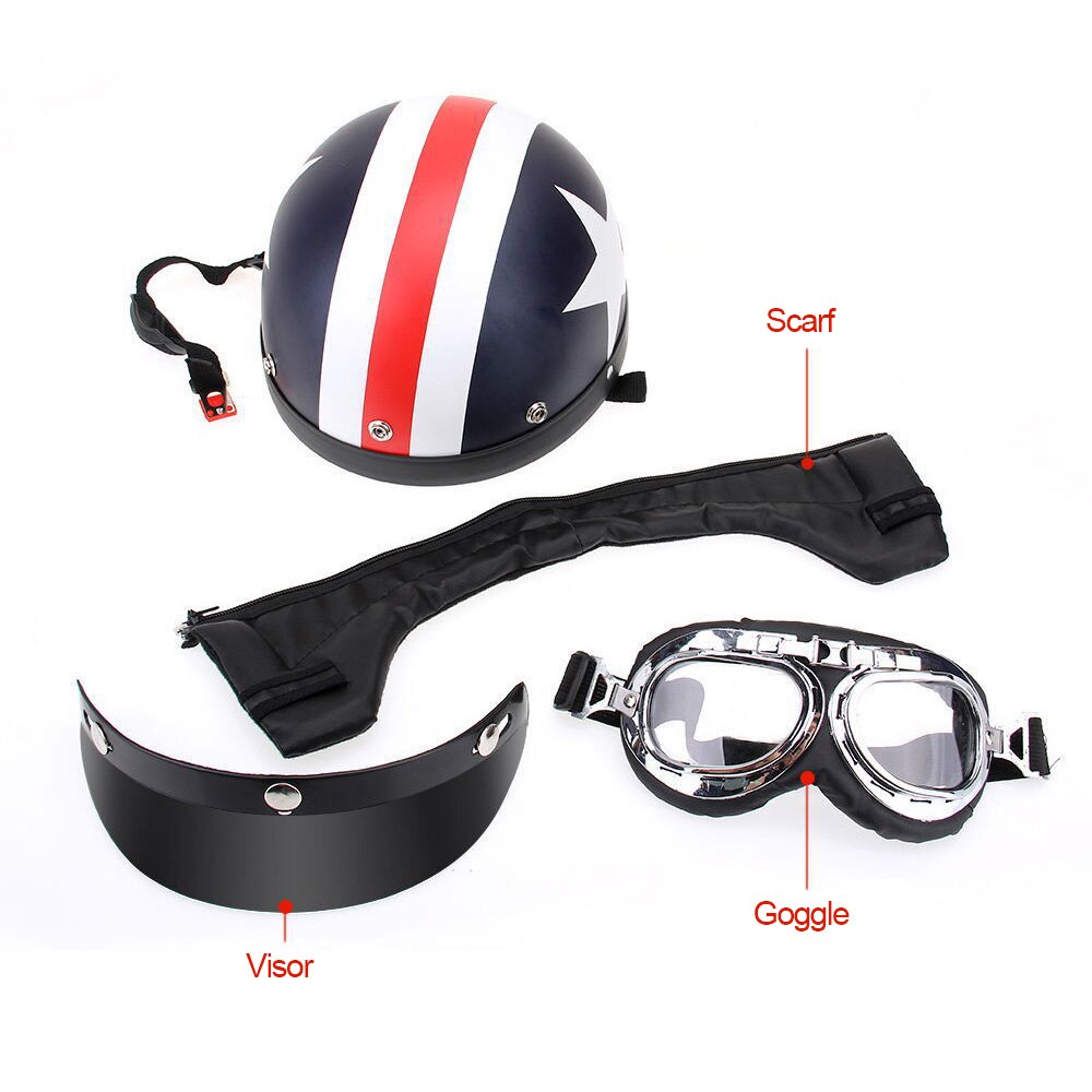 Half Open Gezicht Vintage Moto Rcycle Helm Half Helm Retro Moto Casco Capacete Moto Ciclistas Capacete Met Bril