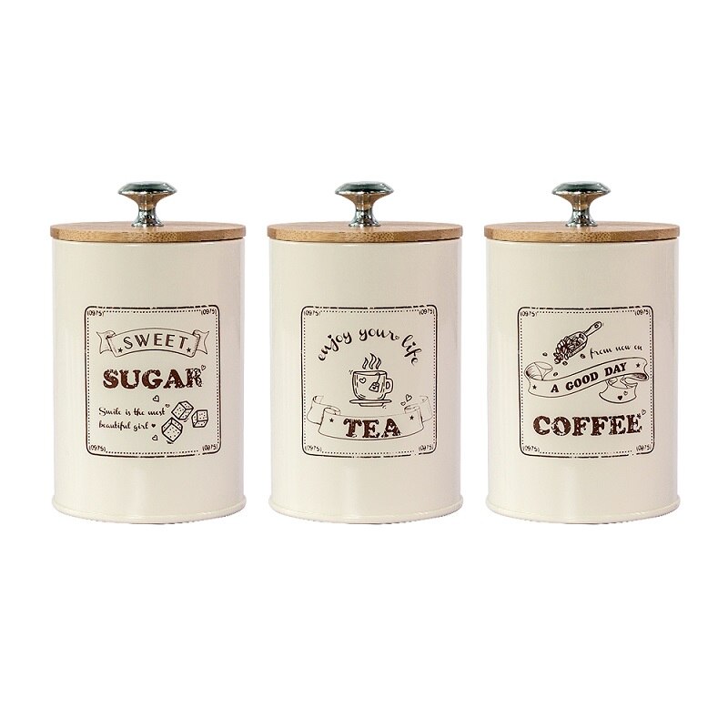 1-3 stuks opslagtanks in scandinavische stijl, bamboe deksel, afgesloten pot, koffiepot, theeblik, suikerpot, snack, snoep, vochtbestendig met afdichting