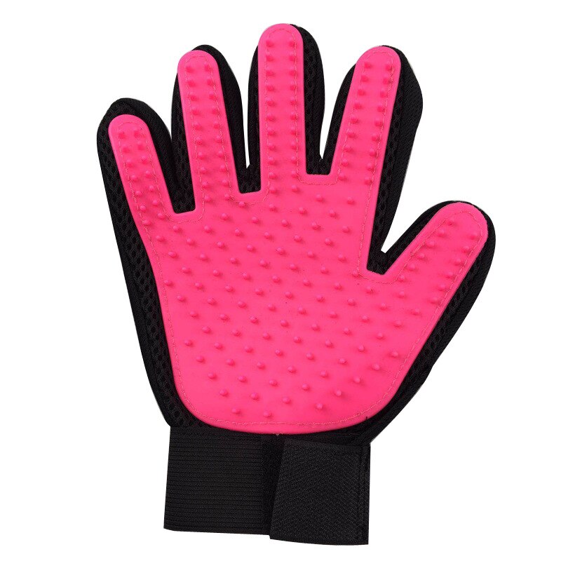Luva removedora de pelos para animais, escova para remoção de pelos de cachorro e gato, esquerda ou direita, massageador de limpeza materiais de pente: Right pink