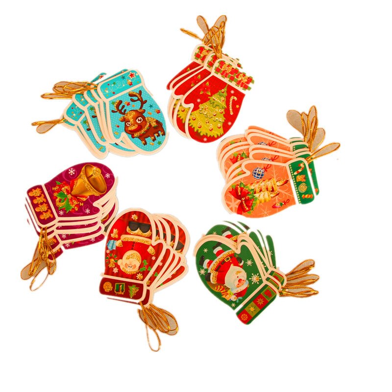 12 pièces/lot père noël Mini cartes de voeux carte de Message bricolage noël bénédiction carte arbre de noël suspendus ornement saq027