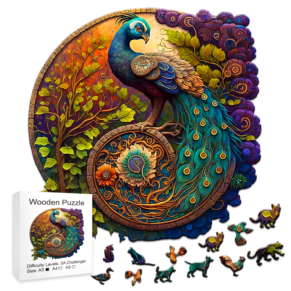 Wooden Jigsaw Puzzles-Wooden Puzzle Adult Unique Shape Advanced Phoenix Wooden Jigsaw Puzzle for Adult, Family Puzzles