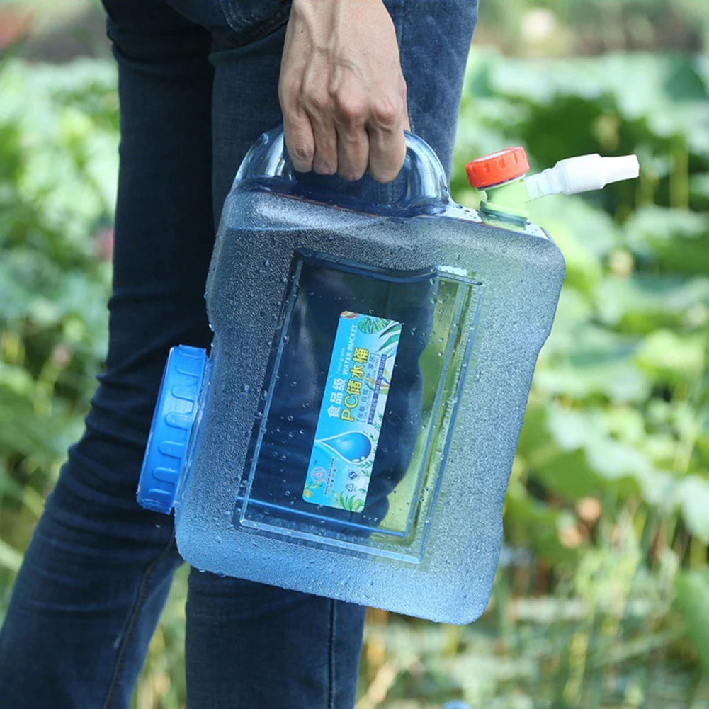 15-28L Drinking Water Bucket Driving Pure Water Tank Water Storage Carrier with Faucet for Outdoor Camping Cooking Picnic Hiking