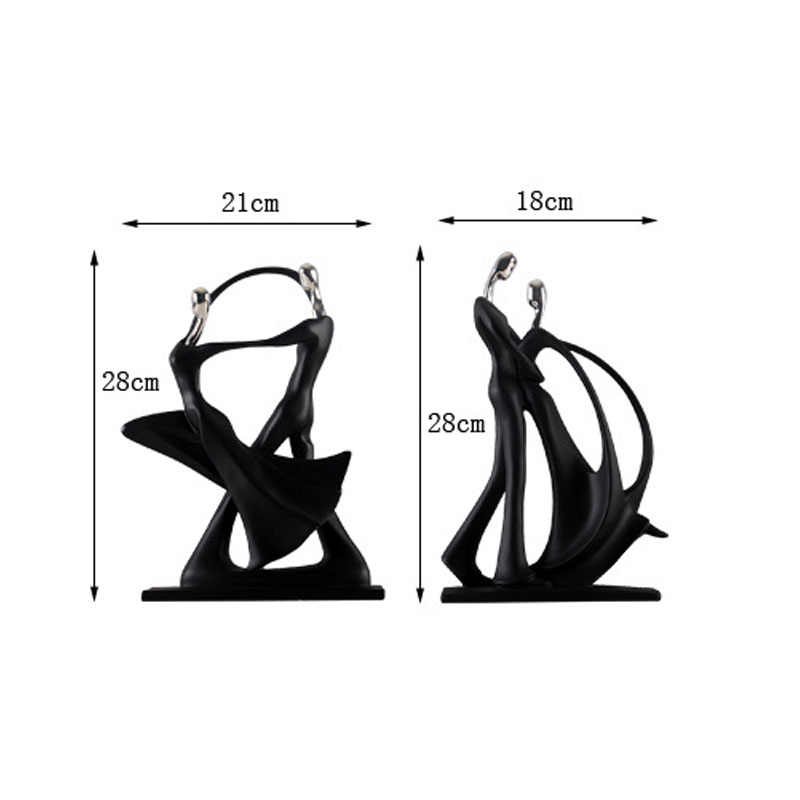 Escultura humana negra abstracta moderna, joyería de resina para decoración del hogar, accesorios de , escultura de resina geométrica para parejas