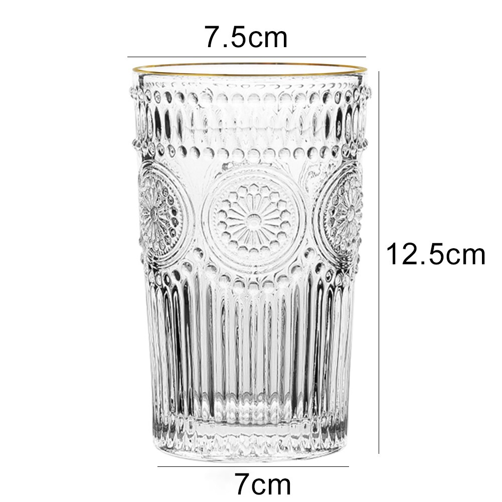 260/380ml glass kaffekrus årgang solsikke gravert forgylt glass kopp kaffe vin klart krus vasos de vidrio бокалы для вина