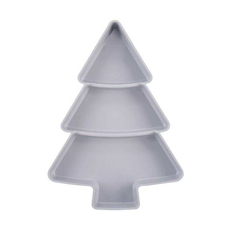 Kitchen Organizer Snacks Box Christmas Tree Shape Candy Nuts Seeds Dry Fruits Plastic Plates Dishes Bowl Tray: Gray