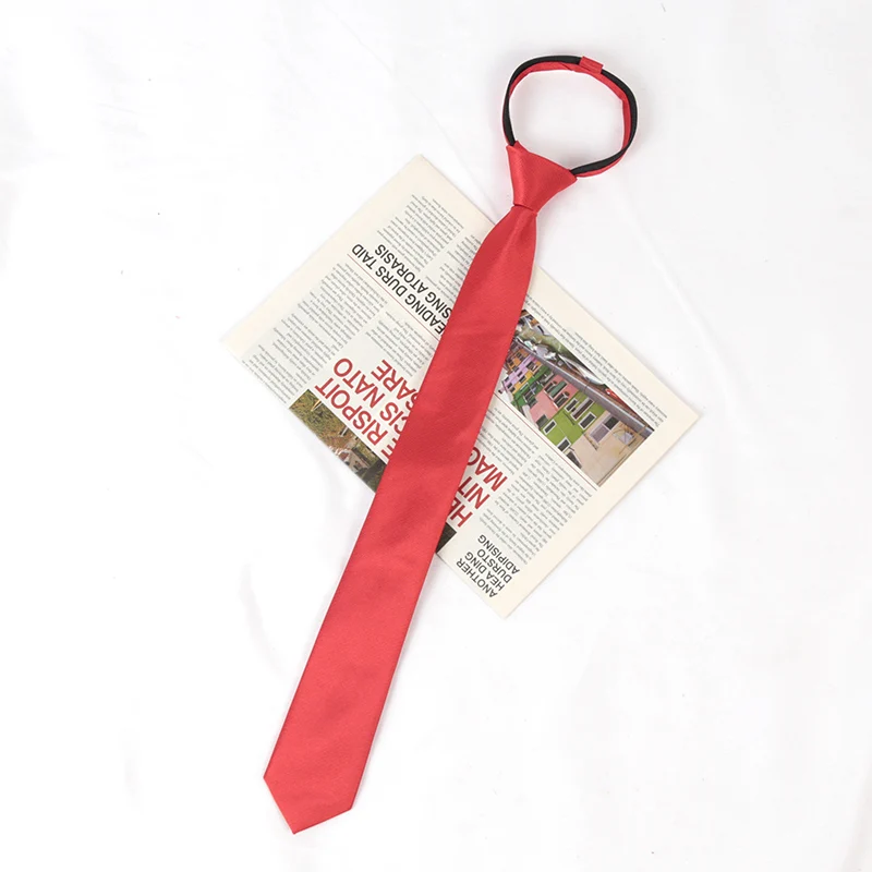 Unisex Black Simple Clip on Tie Women Men Zipper Ties Shirt Accessories Necktie for Man Skinny Slim Narrow Party Wedding Necktie: Red