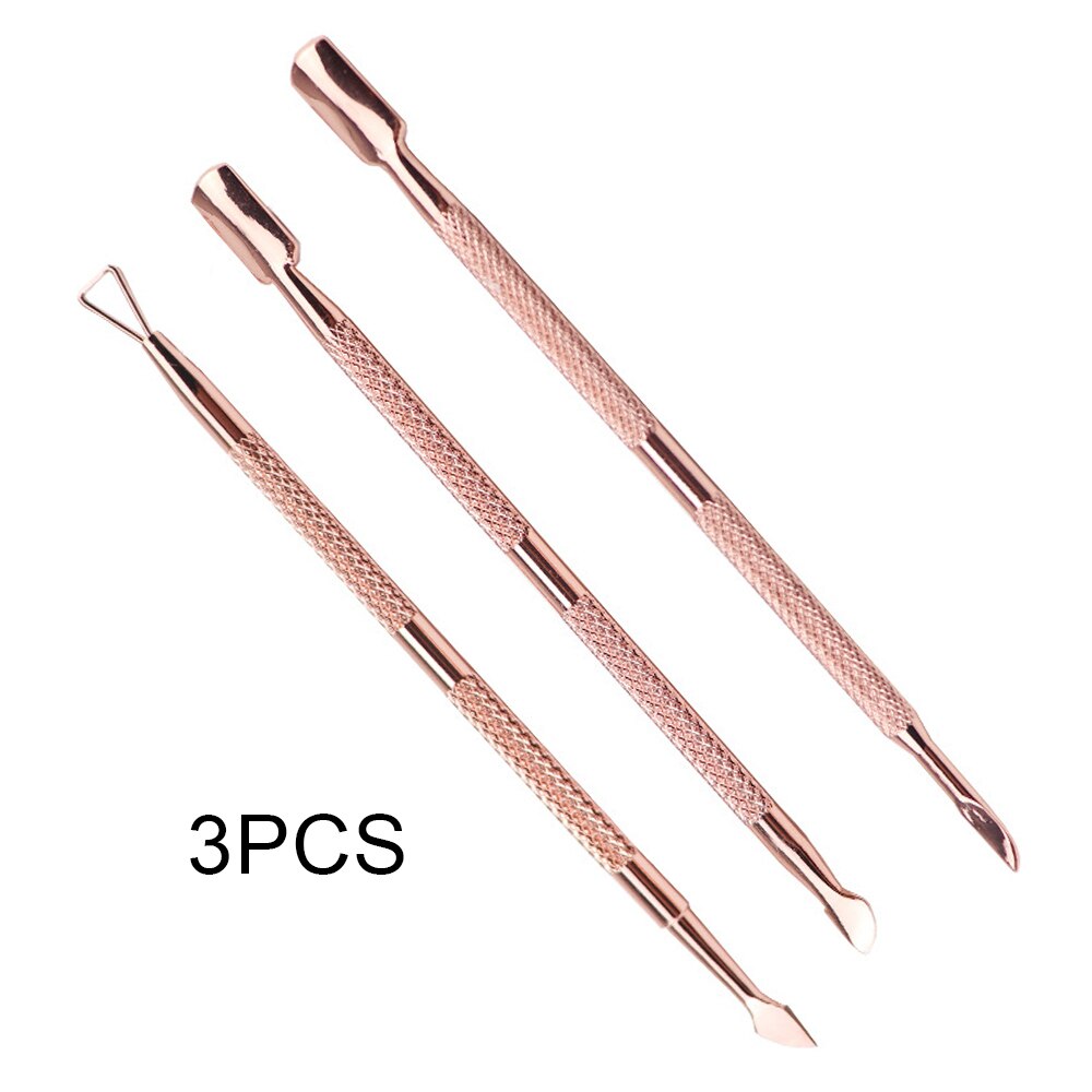 1/3pcs Gold Stainless Steel Pusher Nail Tools Pedicure Manicure File Dead Skin Push Cuticle Remover Nail Art Care Tool