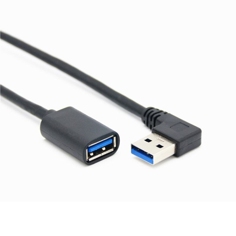 90 Degree Right Angle Super Speed USB 3.0 Male to Female Extension Cable Cord Adapter 30CM/60CM H05A