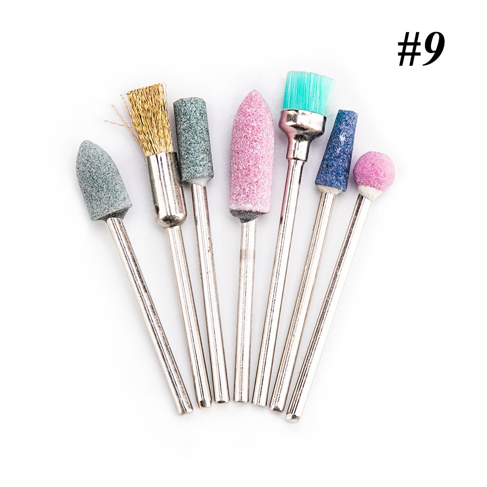 Rotery-fresas para pulir uñas, máquina de limpieza de cutículas y uñas, herramienta artística para manicura, 7 unidades por bolsa
