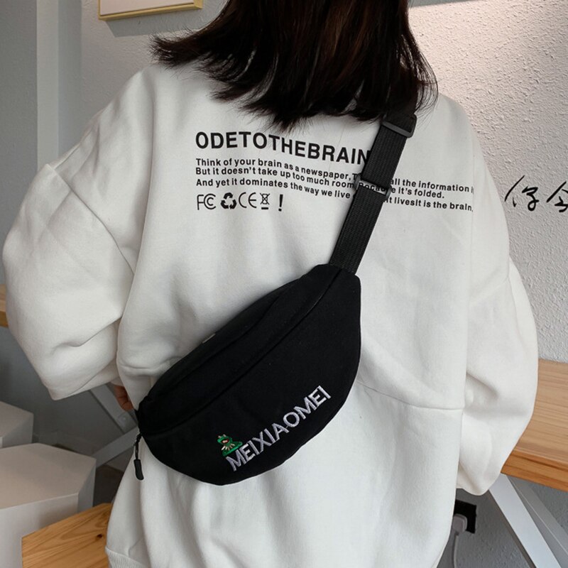 Kvinde talje taske fanny pack kvinder bælte tasker trend bryst packs banan tasker lærred materiale hip hop pakke bum nyre taske