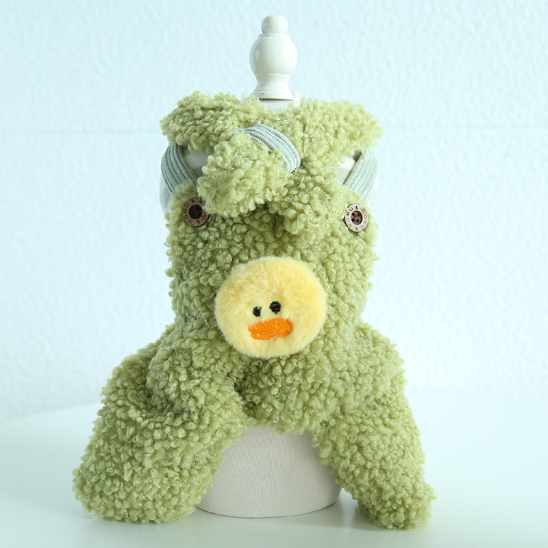 Duck Scarf Fruit Green Dog Pajama Jumpsuits Sweatshirt Pet Dog Clothes Winter Warm Cotton Cat Hoodies Clothing For Dogs Puppy: green / L