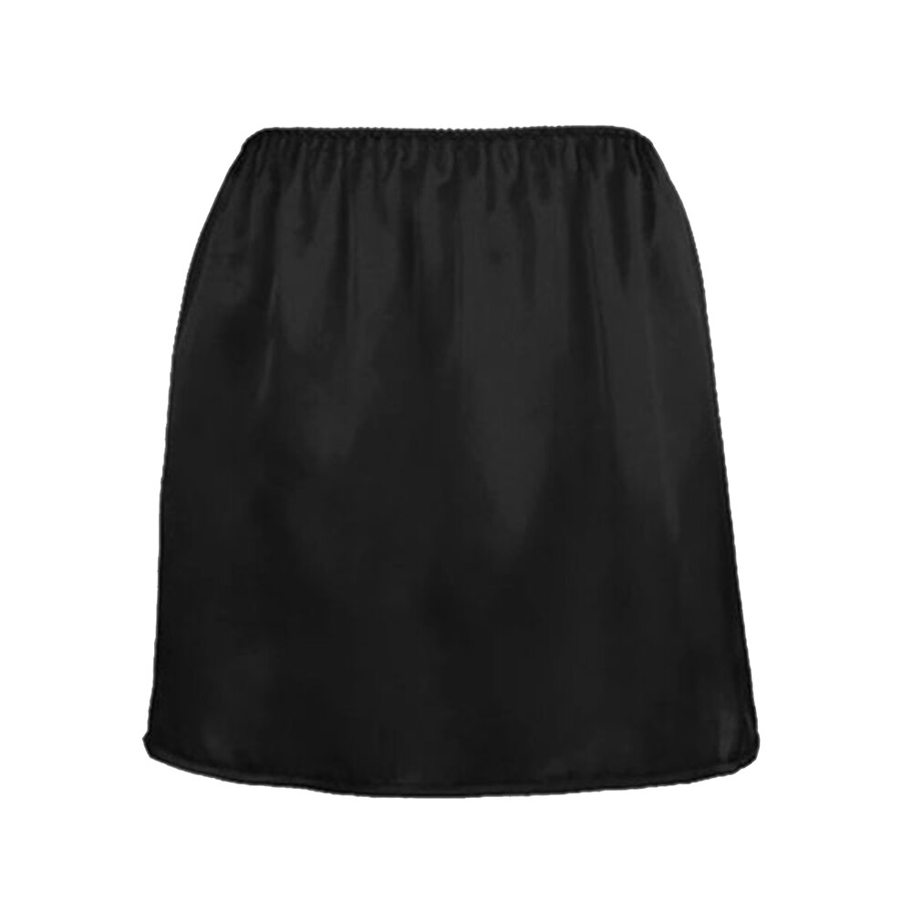 Kvinder satin halv slip underskørt underkjole under kjole mini nederdel sikkerhed nederdel kvindelige løse anti-eksponering sikkerhed nederdele: Sort
