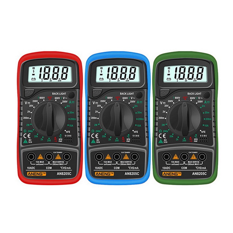 AN8205C Digital Multimeter AC/DC Ammeter Volt Ohm Tester Meter Multimetro With Thermocouple LCD Backlight Portable