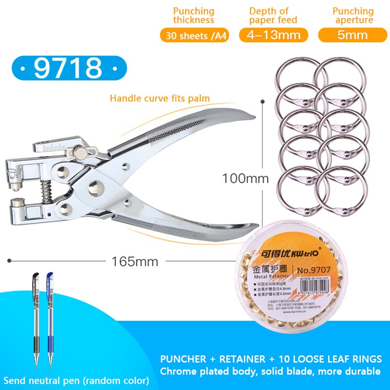 Poinçonneuse avec œillets et œillets, Machine De retenue en métal, pince à œillets avec œillets, perforateur De trous ronds De 5mm avec anneaux, 9718: 9718 D