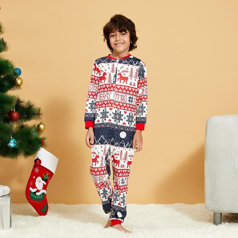 Kerst Onesi Nachtkleding Jumpsuit Rendier Sneeuwvlok Geometrische Festival Familie Bijpassende Onsie Pyjama Casual Nachtkleding Homewear