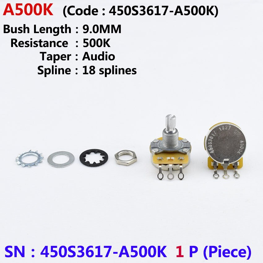 1 Piece Original Genuine 250K/500K CTS Potentiometer(POT) For Electric Guitar (Bass): 450S3617-A500K 1 PC