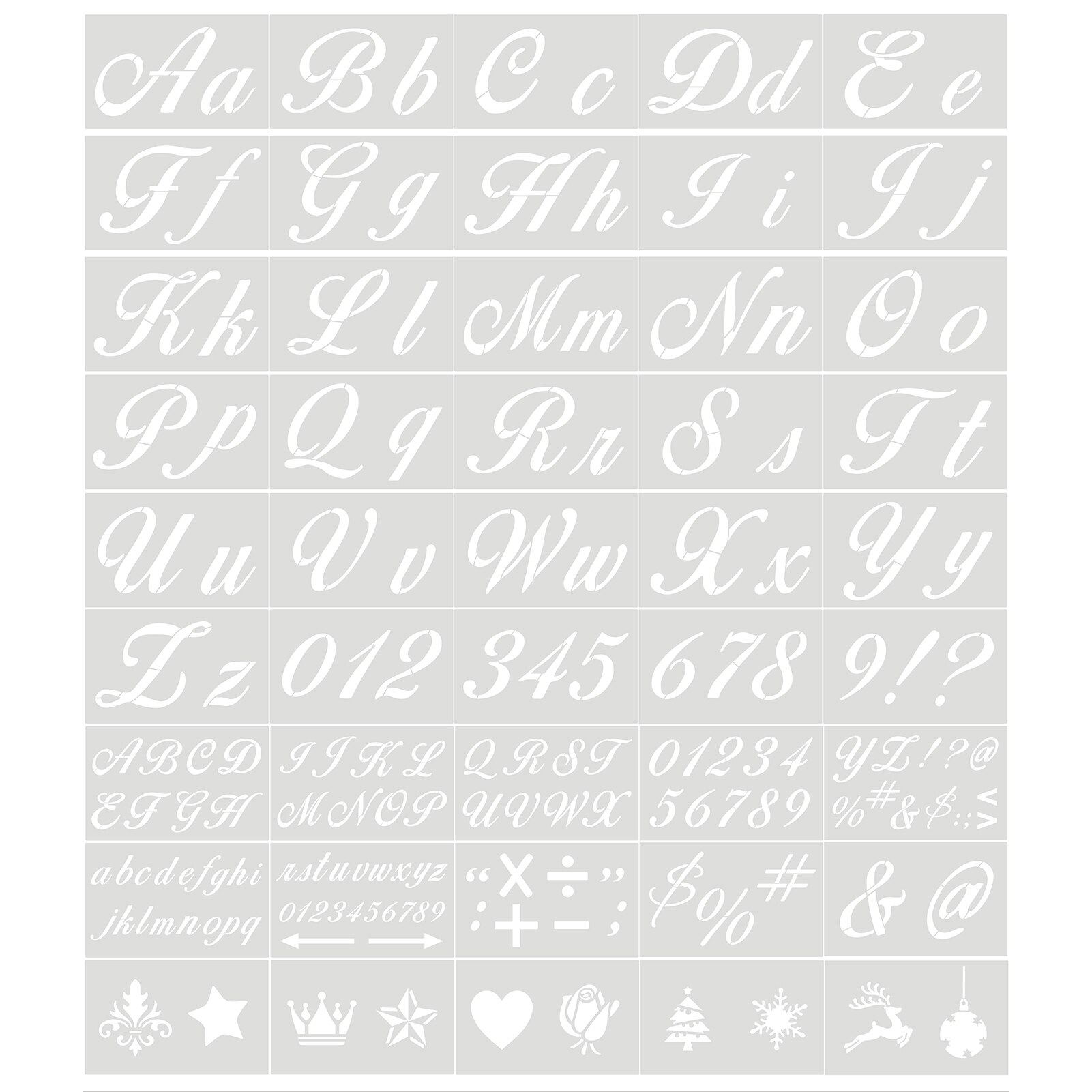 40/45PCS Stencils Letter and Number Template Reusable Washable Alphabet Stencils Environment-friendly PET Art Craft Templates: 45PCS Type A