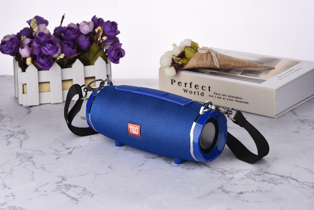 TG145C Bluetooth speaker TWS couplet wireless outdoor waterproof portable 3D stereo subwoofer speaker column with TF FM USB AUX: Blue