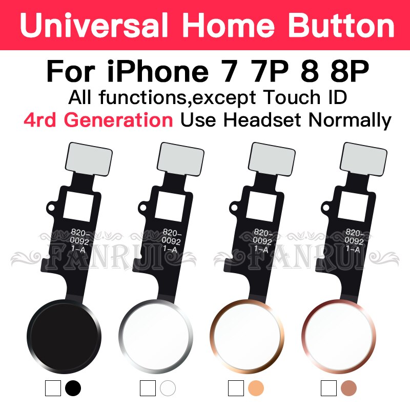 Universele Home Knop Flex voor iPhone 7 8 Plus Return Home Functie Oplossing 4rd Generatie Zwart Wit Goud Rose Goud kleur