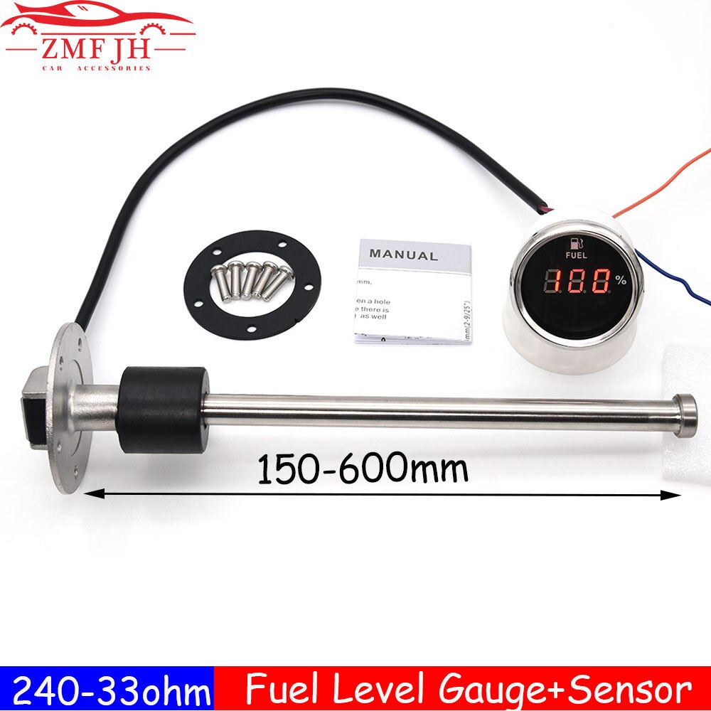 Jauge de carburant numérique, 52mm, 2 &quot;, 0-190ohm, avec capteur de niveau de carburant, indicateur de niveau d&#39;huile, 12V/24V, pour automobile, voiture Diesel, essence