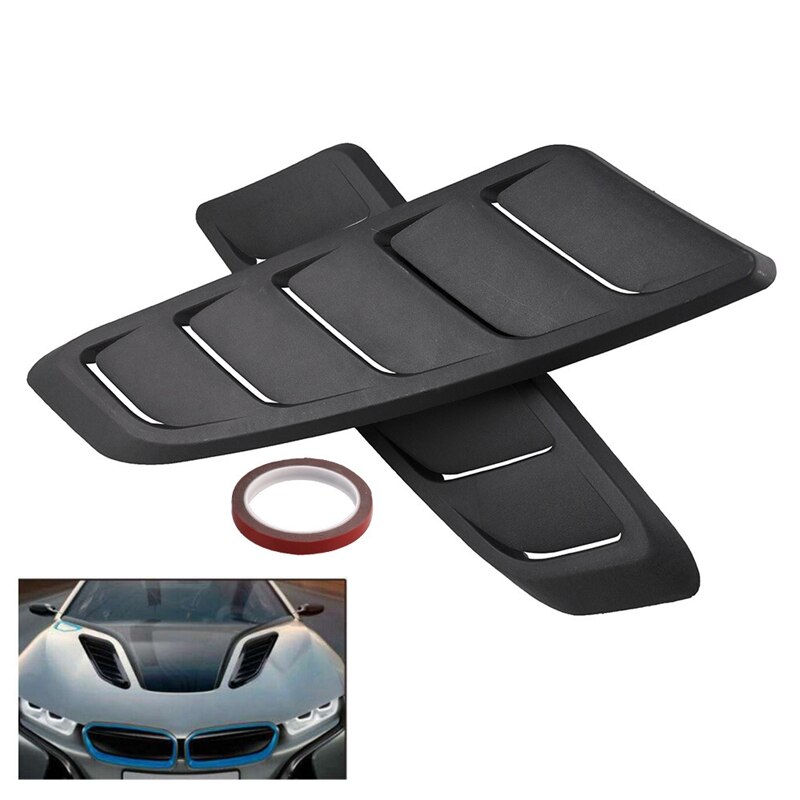 Lot de 2 panneaux universels de protection du moteur avant de voiture, couvercle de ventilation de flux d'air, capot d'admission décoratif de toit de voiture, écope en abs noir
