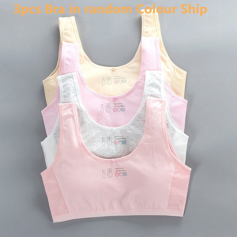 3pcs reggiseno per ragazze Junior Student Cotton Vest reggiseno da allenamento traspirante adolescenti Solid Tank intimo elastico da 8 a 16T: Default Title