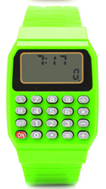 Mode Kinderen Horloges Womage Kinderen Led Digitale Horloges Siliconen Elektronische Rekenmachine Horloges Goedkope Prijs Reloj Multifuncion: 15047green