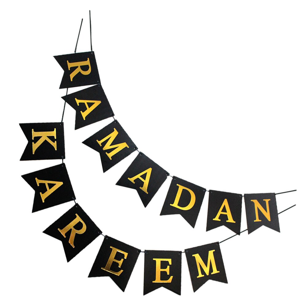 1 Set Eid Mubarak Party Decorative Banner Ramadan Kareem Letter Paper Bunting