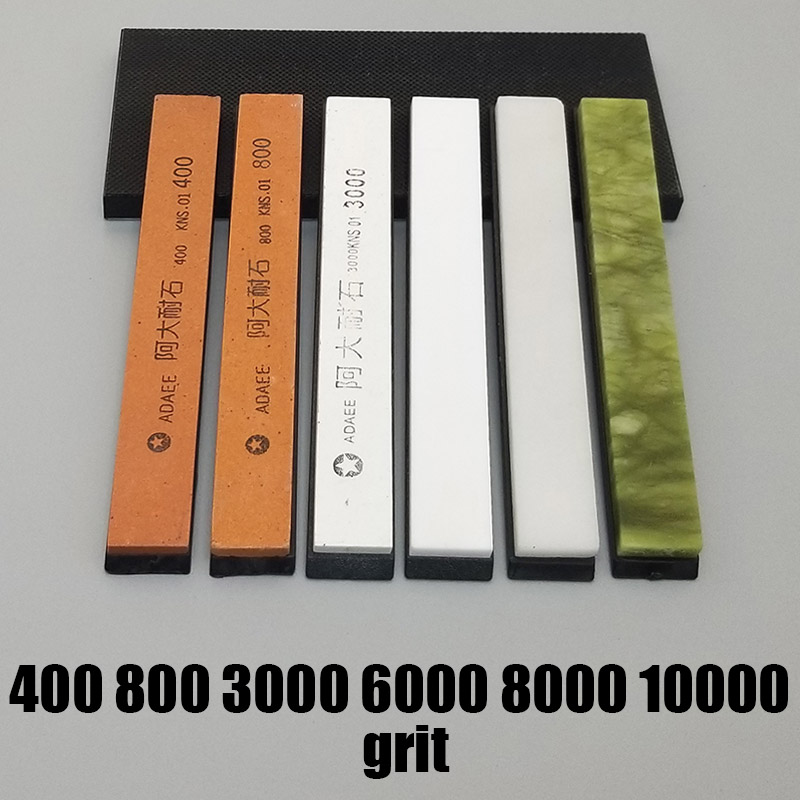 180 400 800 grain fixe angle meule meuleuse pierre à aiguiser polonais hone humide couteau système outil cuisine Abrader moudre pierre aiguiseur: 6 stones -B