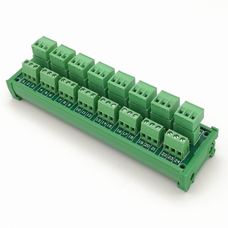 DIN Rail Mount 15A/300V 8x3Position Screw Terminal Block Distribution Module.