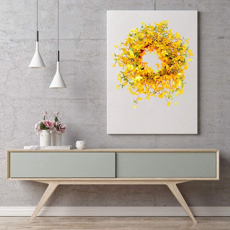 Forsythia krans vinter jasminum krans til rustik forår sommer bondegård hoveddør bryllupsfest hjem væg indretning