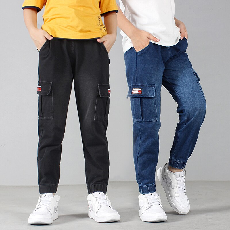 freundlicher Kausalen Jeans Hosen Frühling Herbst freundlicher betroffen Fracht Denim Hosen Hosen Für Jugendliche Jungen 110-160 CM Tragen cyf774