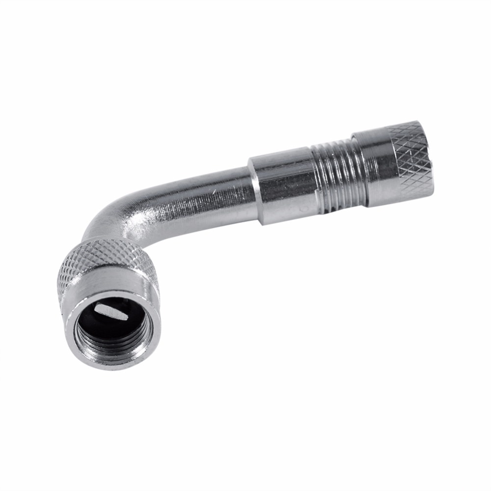 Adaptador de válvula curvada de 90 grados para motocicleta, tubo de neumático de cobre y plata, adaptador de extensión de válvula para camión, coche, Moto y bicicleta