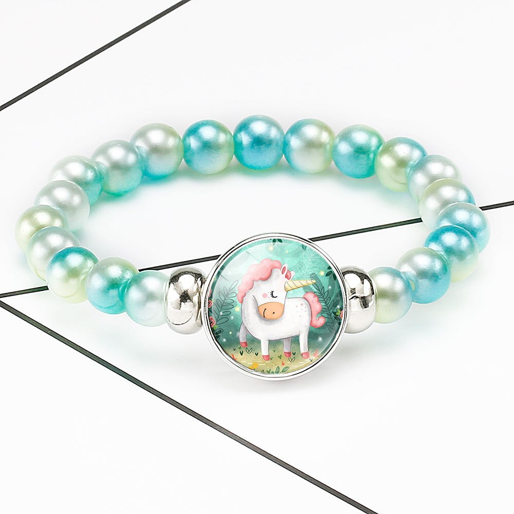 Cute Unicorns Beads Bracelets Bangles For Children Brand Jewelry Children Bracelet And Bangles Cartoon Women Accessories Girls B: 707