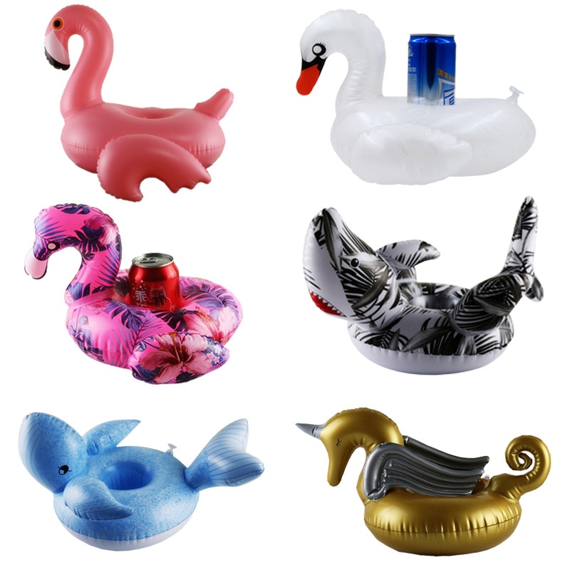 Cute Animals Drink Holder Water Fun Toy Swimming Pool Rafts Inflatable Floating Summer Beach Party Kids Phone cup Holders