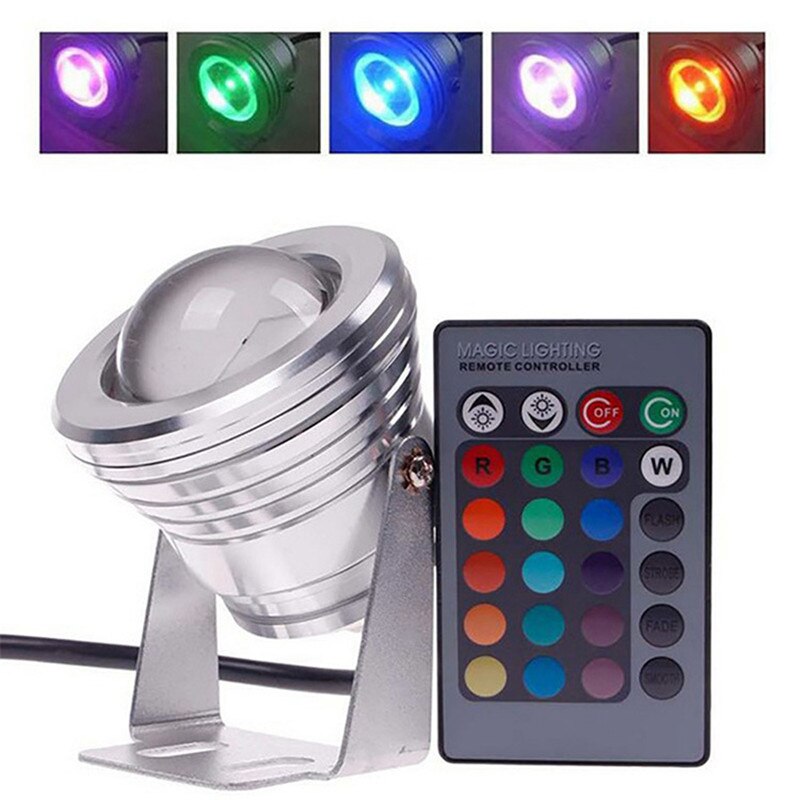 RGB Silver LED Underwater Flood Light IP67 Water-resistant Landscape Fountain Lamp Underwater Spotlight Waterfall 10W DC12V