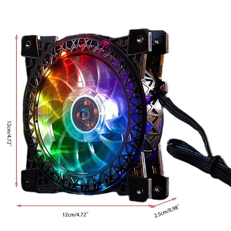 120mm Computer Cooling Fan RGB Case Fan Adjustable High Performance Silent Control Chassis Radiators 4Pin + 6Pin