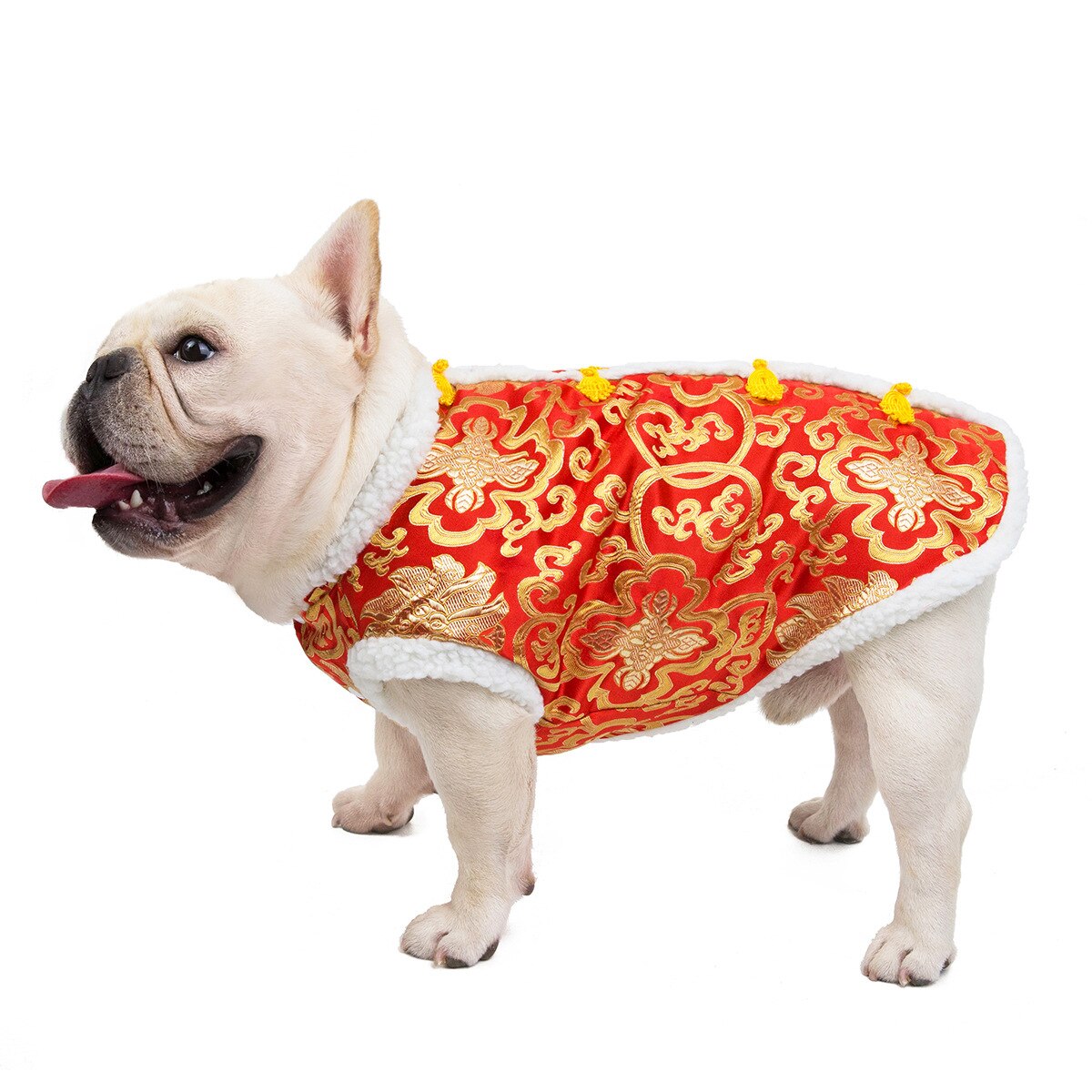 Luxury Dog Cat Year Clothes Clothes Chinese Style Party Costume Tang Suit Coat Lucky Printed Festival for Kitten Puppy: c / XXL