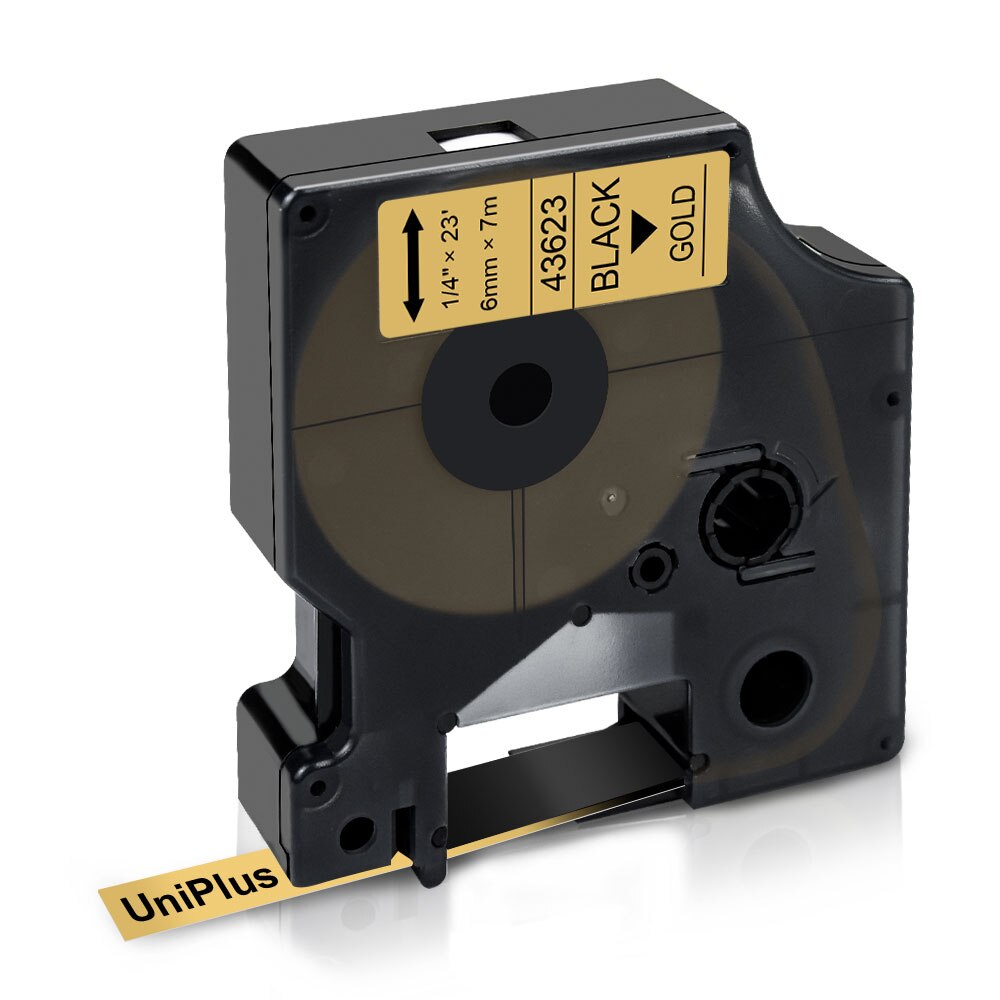 Uniplus compatibele dymo  d1 labeltape 43623 zwart op goud 6mm*7m voor dymo labelmaker machine labelpoint 150 100 300 250 printer