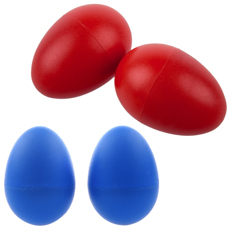 -2 par plastisk percussion musikalsk æg maracas shakers rød & blå