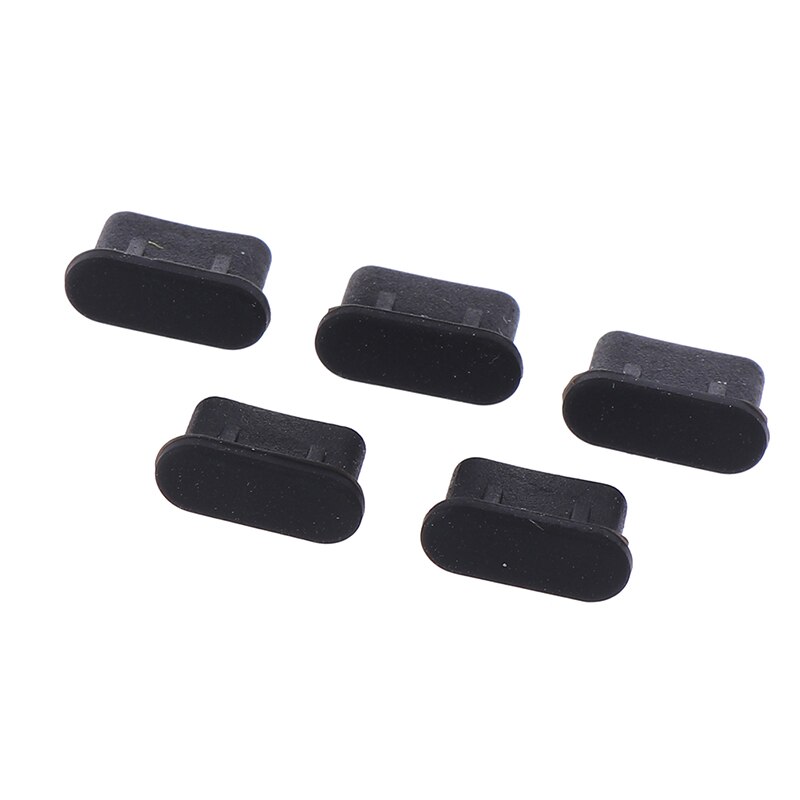 1pc/5 pièces couvercle Anti-poussière bouchon Jack chargeur prise USB type-c Port Anti-poussière prise pour téléphone portable: 5pcs Black