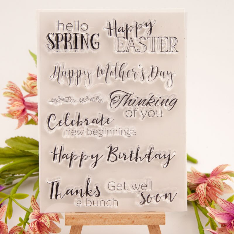 Cursive blessing phrases Silicone Clear Stamp for Scrapbooking Album DIY Craft Background Decoration Rubber Stamp