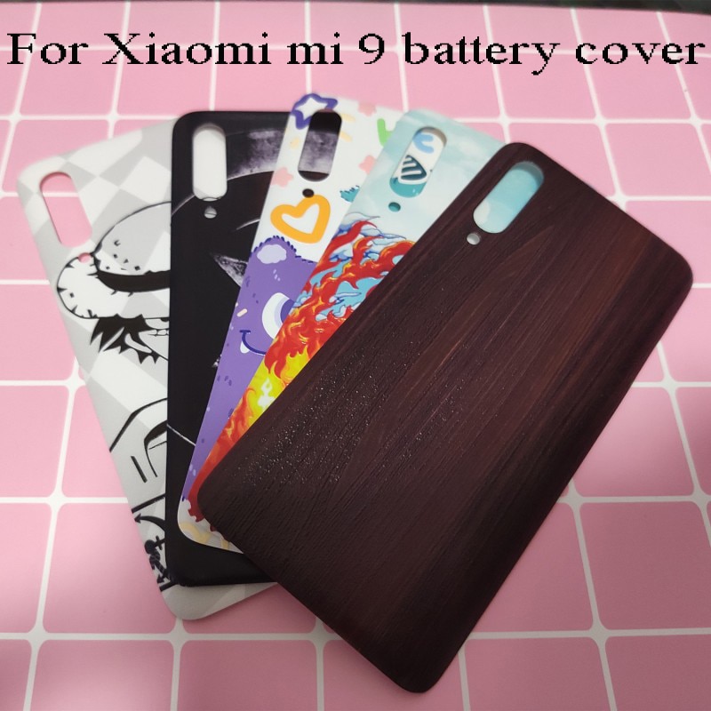 Emboss back shell For Xiaomi Mi 9 Mi9 Battery Cover Door Housing Replacement Repair Spare Parts 3M Glue for xiaomi 9