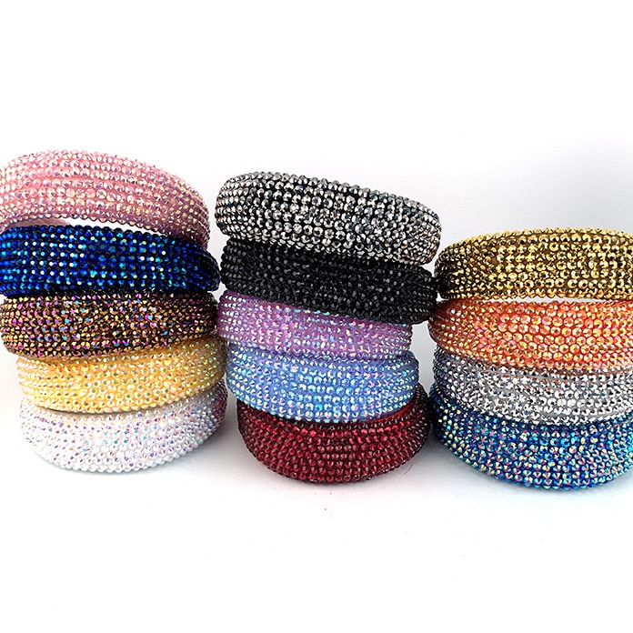 Headwear barroco bandana simulação cheia diamante bandana borda larga strass acessórios para o cabelo