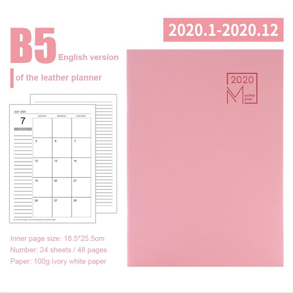 Daily Planner 24 Sheets Time Memo Notebook Organizer Agenda Planning Diary Leather Notebook School Office Stationary: Pink