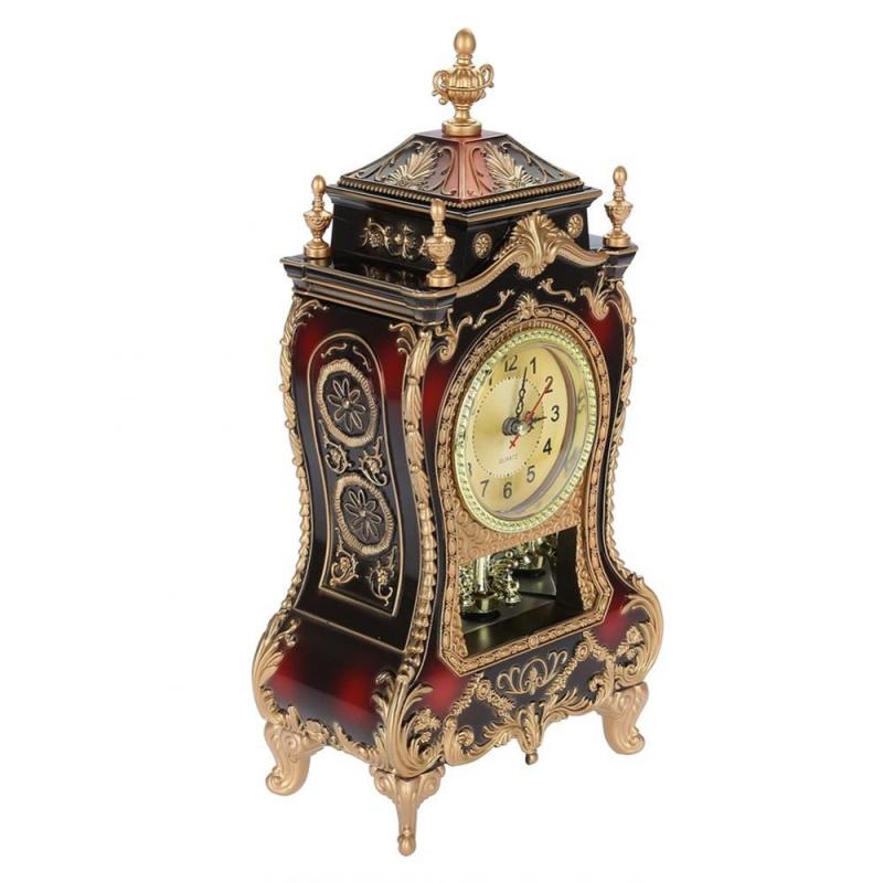 European Desk Clock Antique Vintage Clock Living Room Decoration Desk Clock Mute Sweep Stopwatch 12 Music Time Home Clock