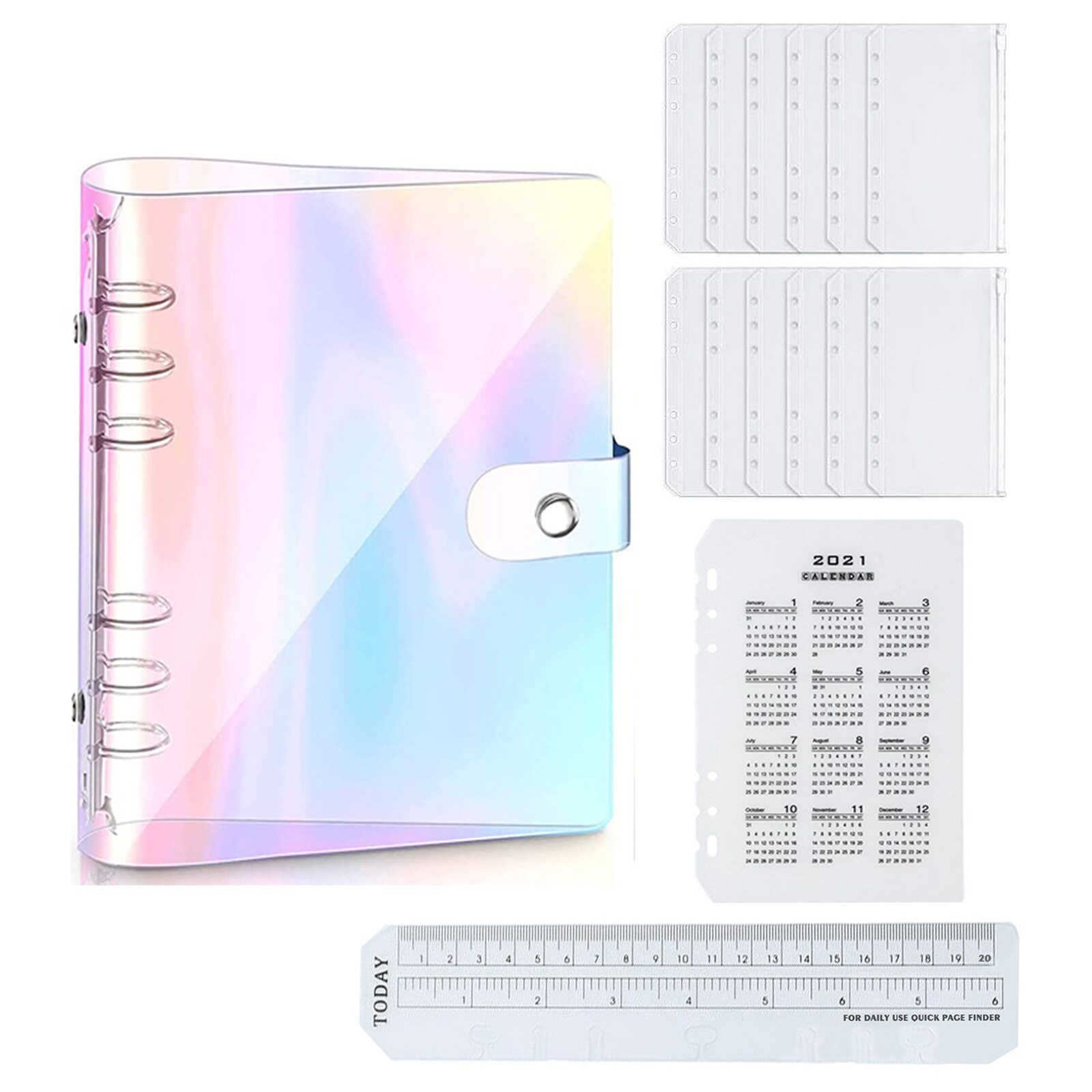 A5 Notebook Binder Loose Leaf Bags Bookmark Ruler ... – Grandado