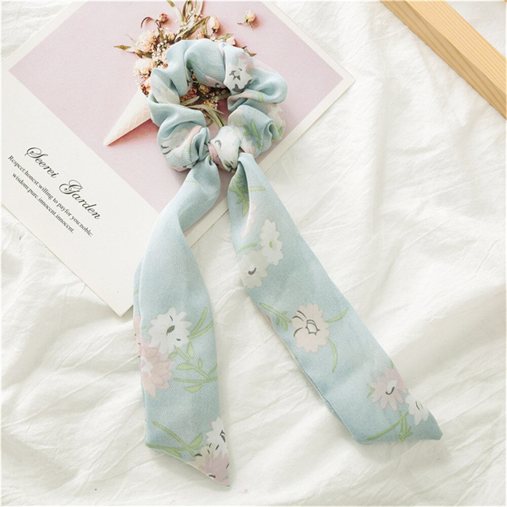 Chiffon Streamers Ponytail Tassel Hair Ring Ribbon Women Hair Rope Bow Hair Accessories Tied Hair Style Tool: 8