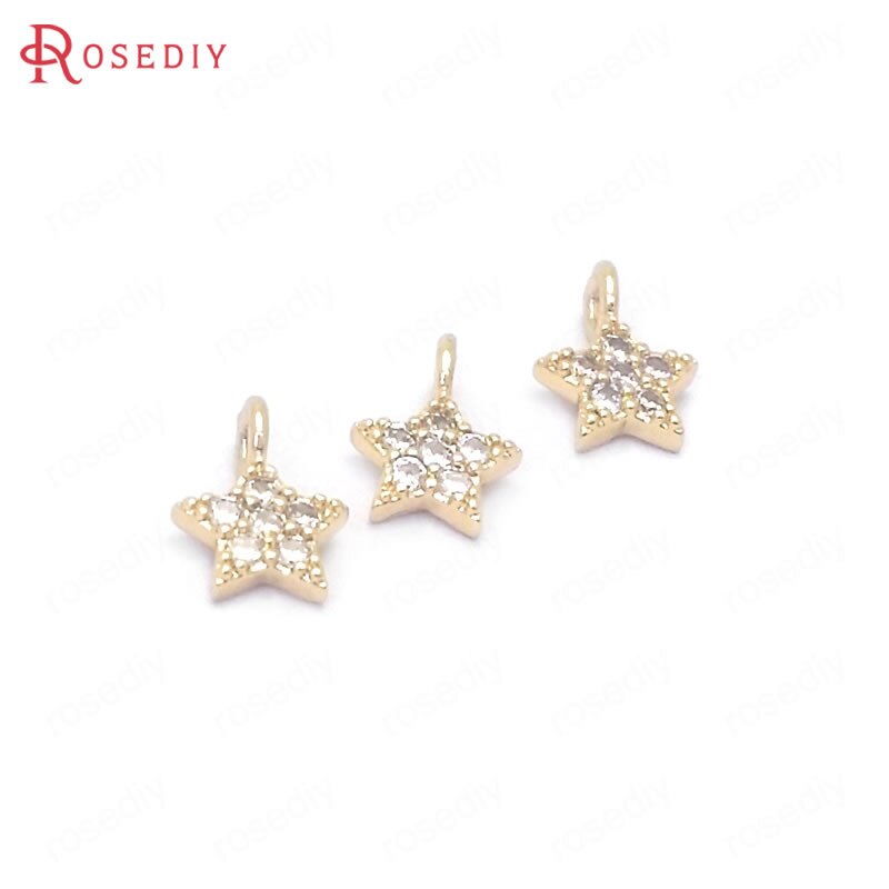 (39101)10Stck 24K Gold Farbe Durcheinander und Zirkon Stern Reize Anhänger Schmuck Machen Diy Liefert Erkenntnisse Zubehör